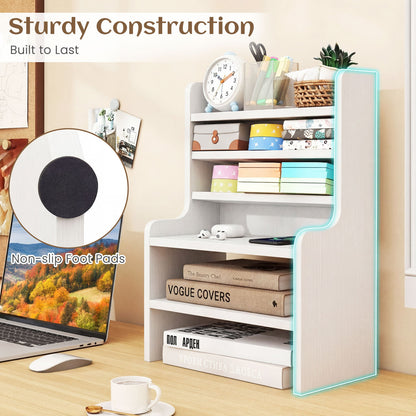 Desktop Organizer 6-Tier Mini Storage Rack with 2 Removable Shelves, White Bookcases at Gallery Canada