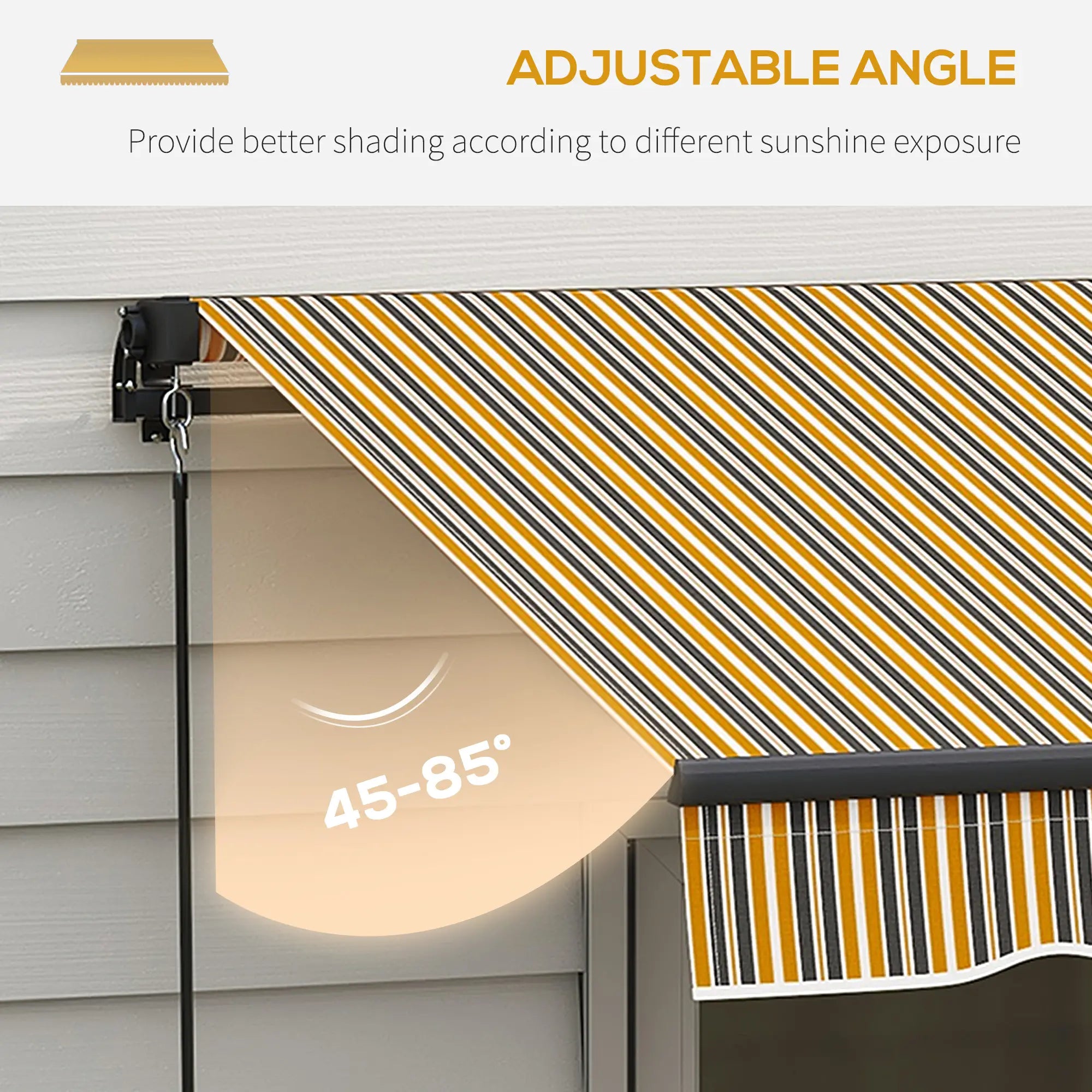 13x10 Ft Retractable Awning, UV Resistant Sunshade, Amber/Dark Grey, Amber/Dark Grey Window Awnings at Gallery Canada