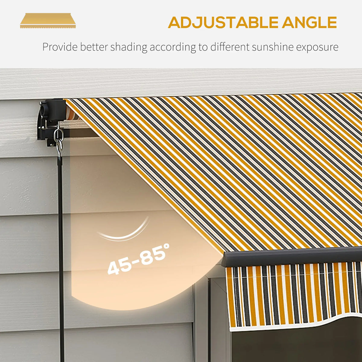 13x10 Ft Retractable Awning, UV Resistant Sunshade, Amber/Dark Grey, Amber/Dark Grey Window Awnings at Gallery Canada