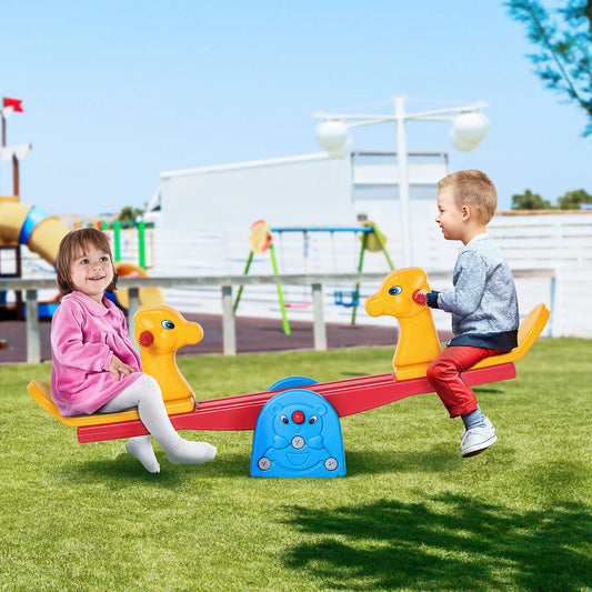 Kids Seesaw, 2 Seats with Easy-Grip Handles, Indoor Outdoor, 12-48 Months, Multicolor Gym Sets & Swings yellow, red, blue at Gallery Canada