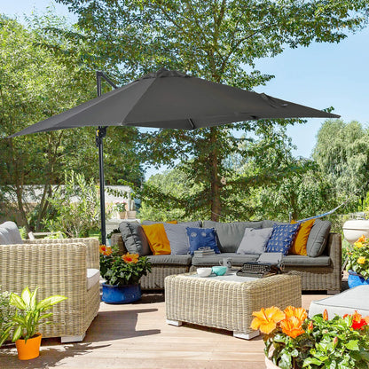 8' x 8' Square Patio Umbrella, 360° Rotation, Aluminum Cantilever, Grey Cantilever Umbrellas at Gallery Canada