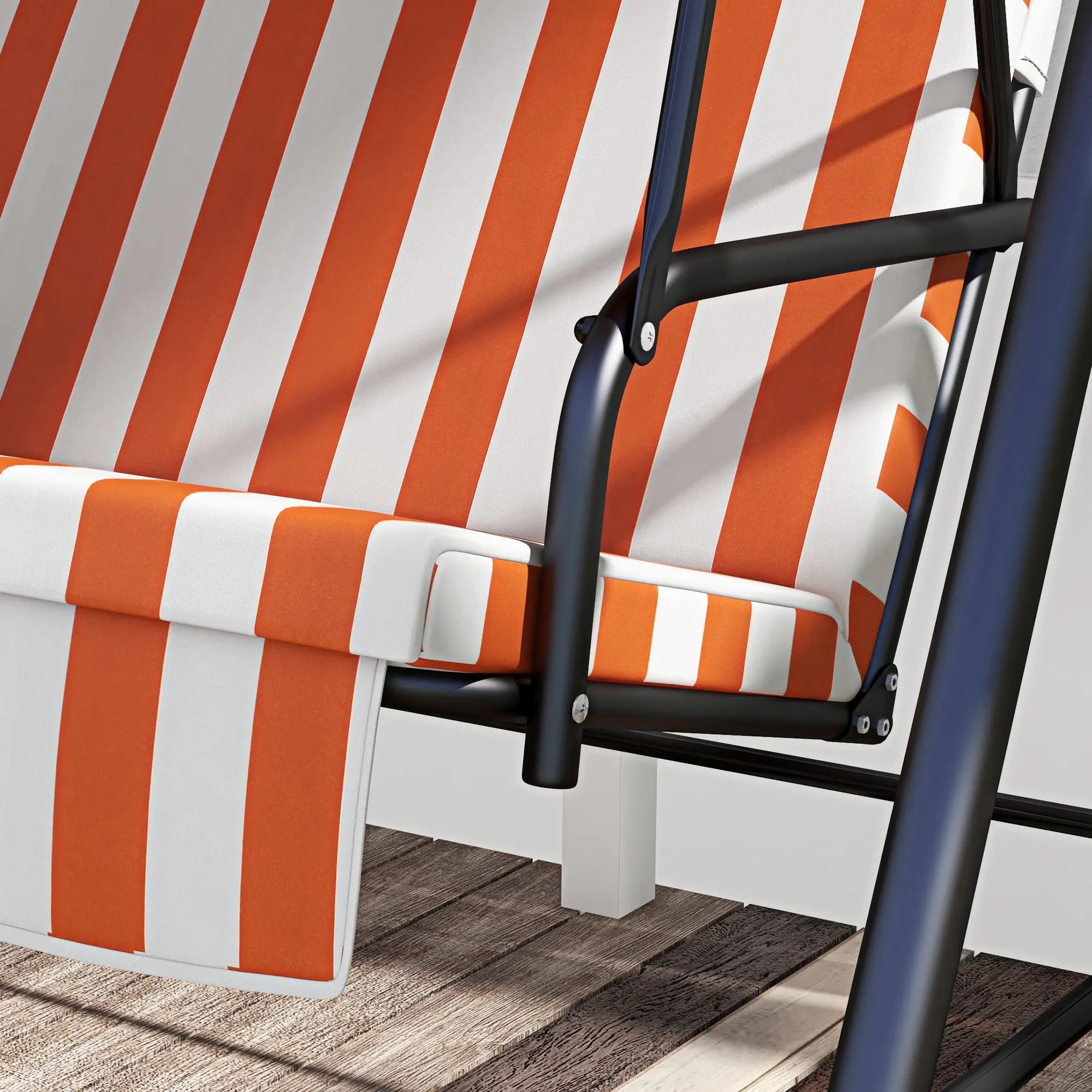 3-Seater Outdoor Porch Swing, Adjustable Canopy, Orange Patio Swings with Stand at Gallery Canada