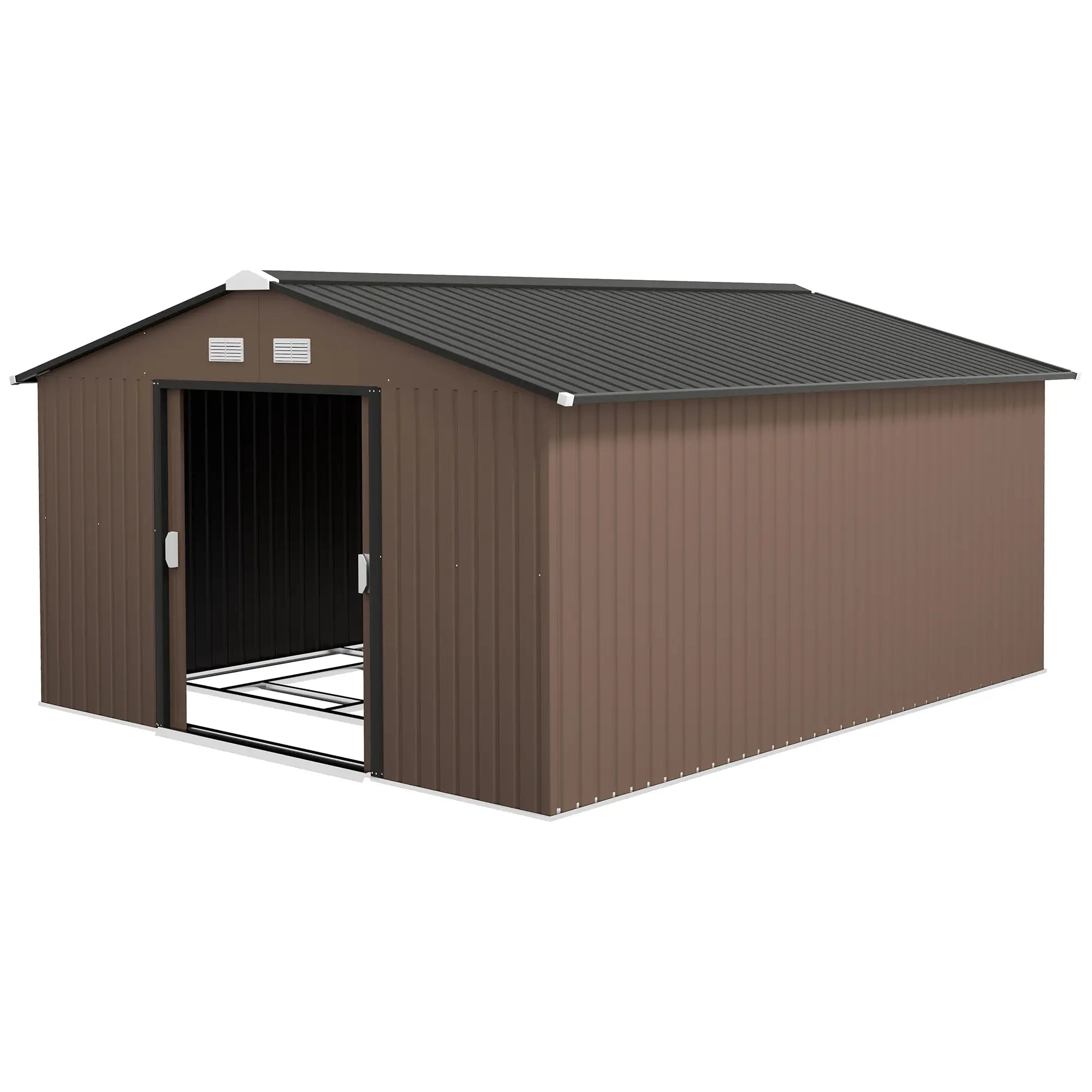 13' Metal Garden Storage Shed, Foundation Kits Included, Brown Sheds Brown at Gallery Canada