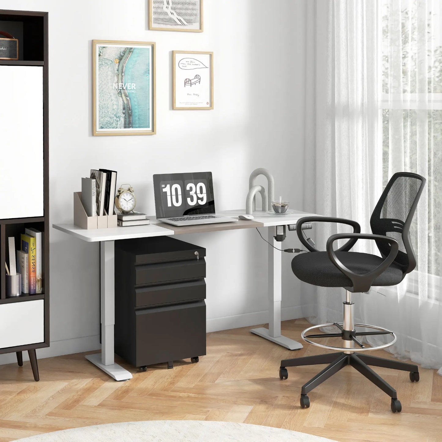 3 Drawer Lockable Filing Cabinet on Wheels, Legal Letter A4, Black Office Cabinets & Cupboards at Gallery Canada