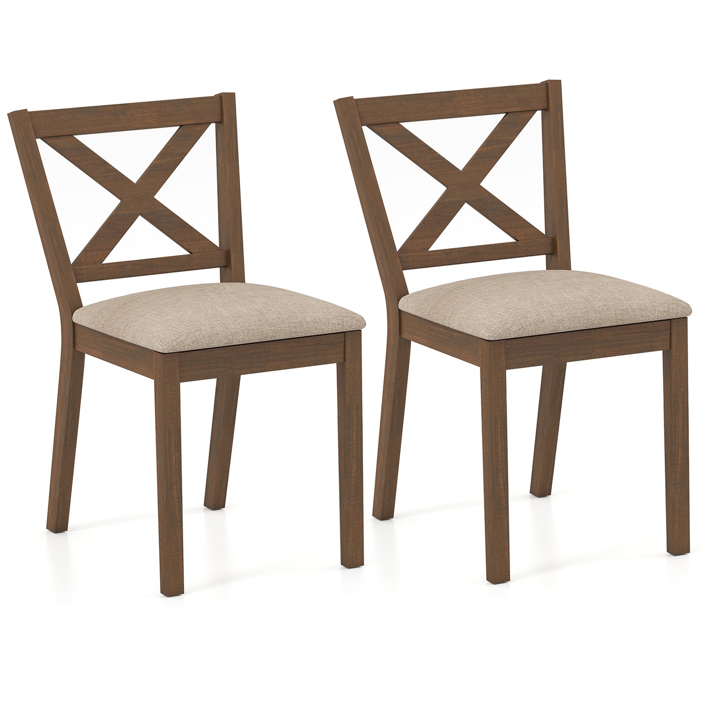 Dining Chair Set of 2 Modern Kitchen Chair with Upholstered Seat, Brown Dining Chairs Brown at Gallery Canada