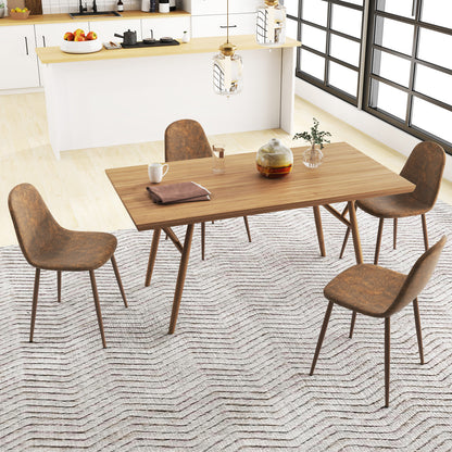 Faux PU Leather Dining Chair Set, 4 Kitchen Chairs, Metal Legs, Brown Dining Chairs at Gallery Canada