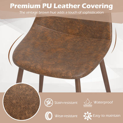 Faux PU Leather Dining Chair Set, 4 Kitchen Chairs, Metal Legs, Brown Dining Chairs at Gallery Canada