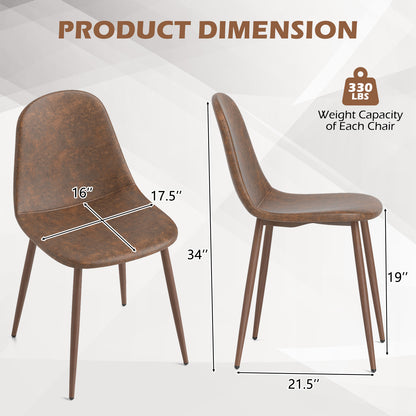 Faux PU Leather Dining Chair Set, 4 Kitchen Chairs, Metal Legs, Brown Dining Chairs at Gallery Canada