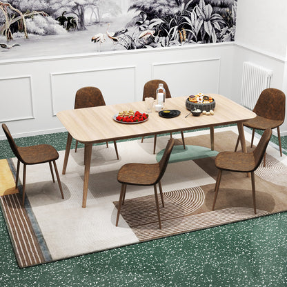 Faux PU Leather Dining Chair Set, 4 Kitchen Chairs, Metal Legs, Brown Dining Chairs at Gallery Canada