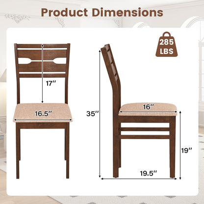 Rubber Wood Frame Dining Chair Set, 4 Padded Seats Dining Chairs at Gallery Canada
