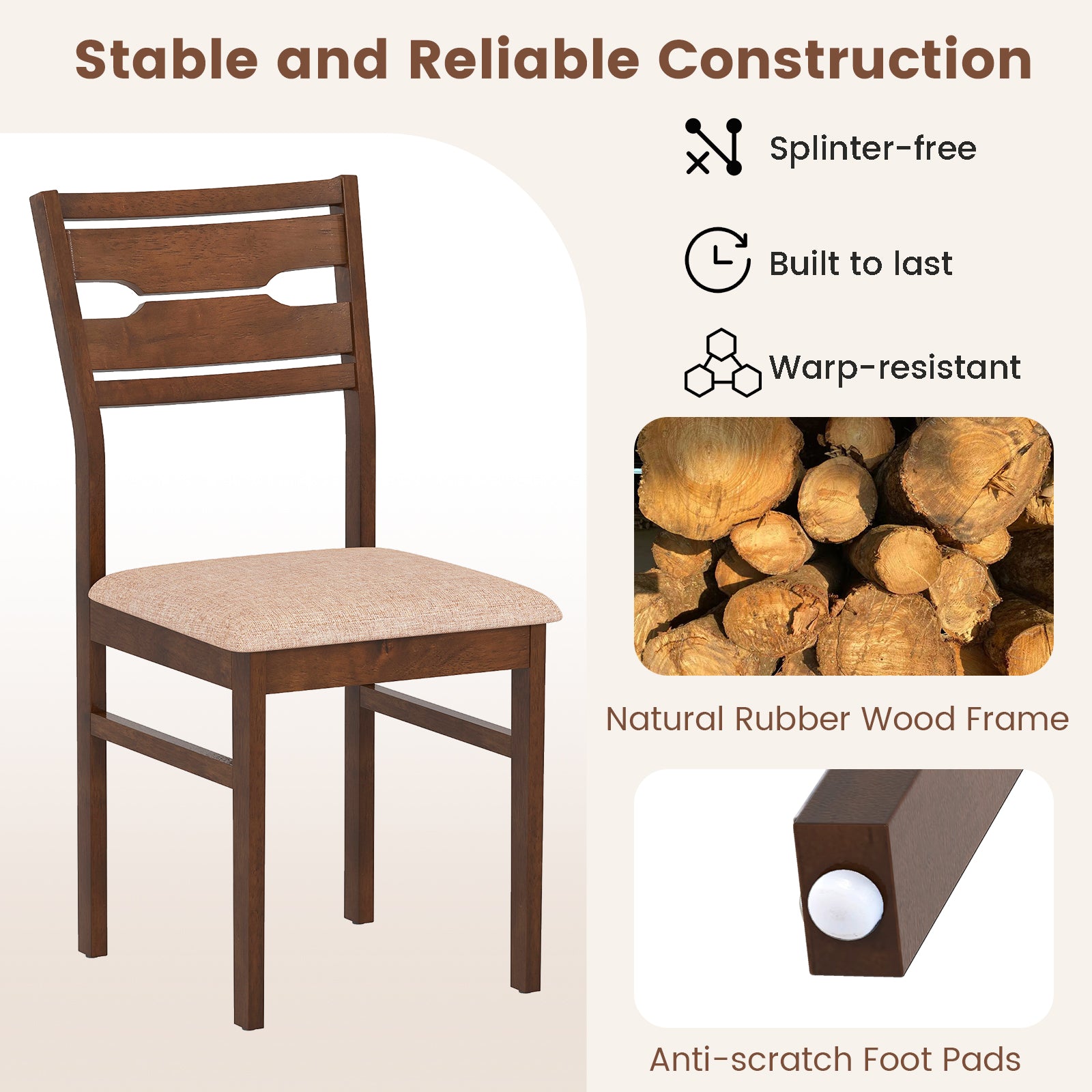 Dining Chair Set, Rubber Wood Frame, Padded Seat, 2/4 Dining Chairs at Gallery Canada