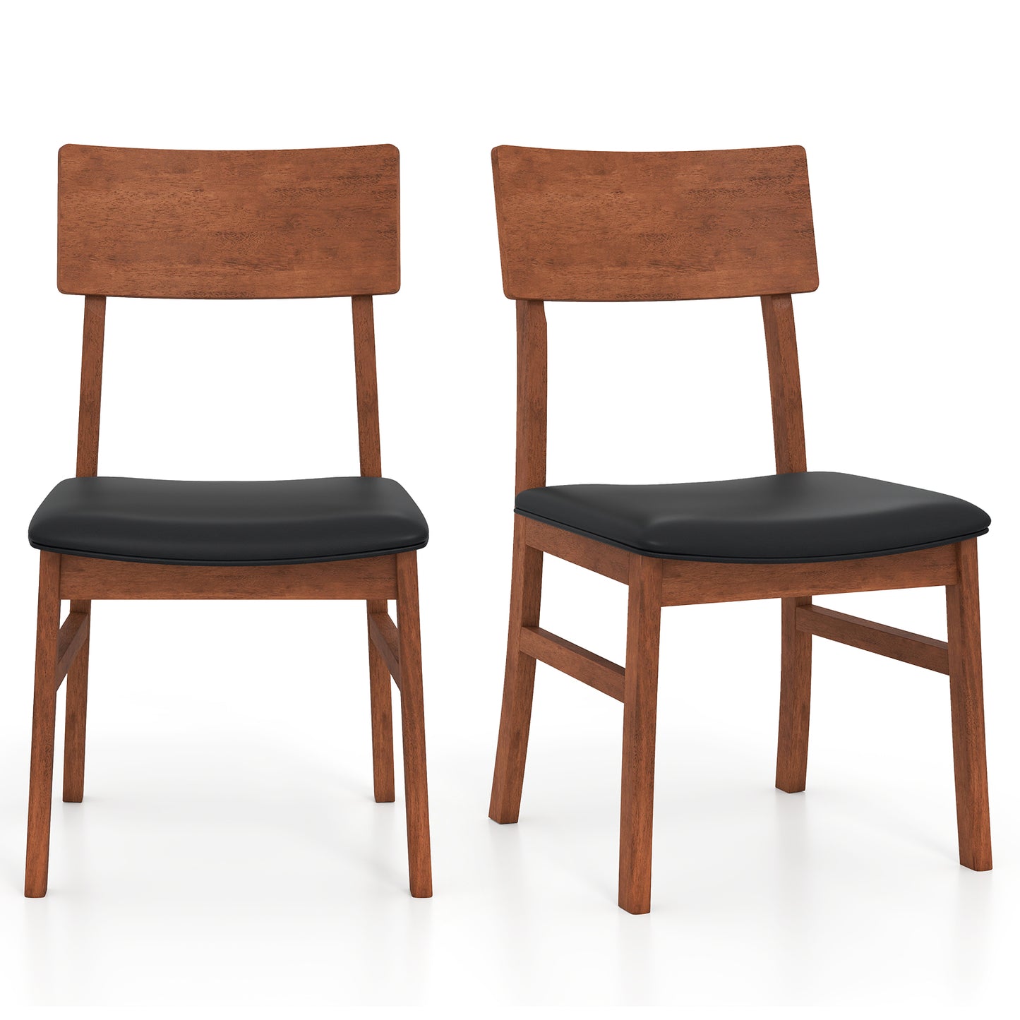 Dining Chairs Set Of 2, Rubber Wood Legs, Faux Leather Seat, Black Dining Chairs at Gallery Canada