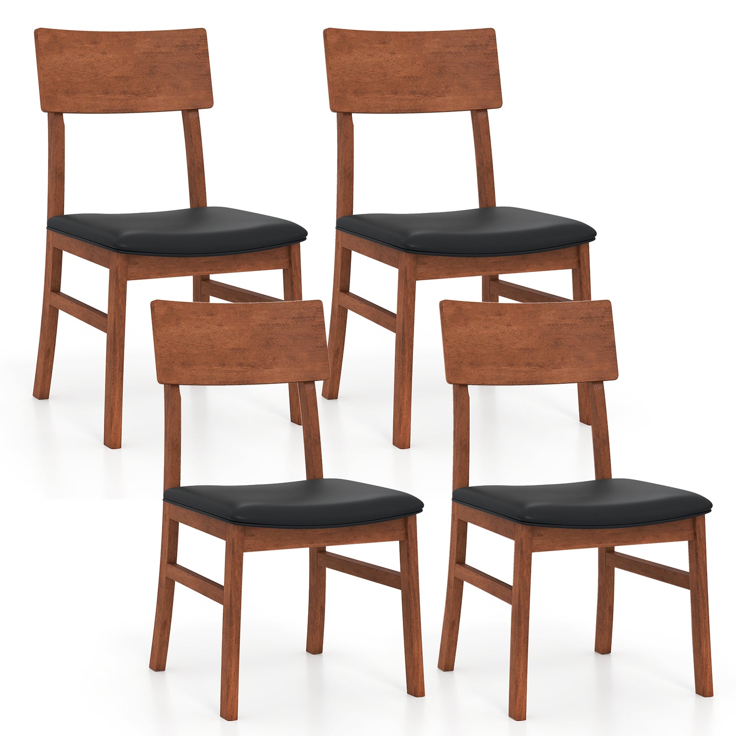 Dining Chairs Set Of 2, Rubber Wood Legs, Faux Leather Seat, Black Dining Chairs at Gallery Canada