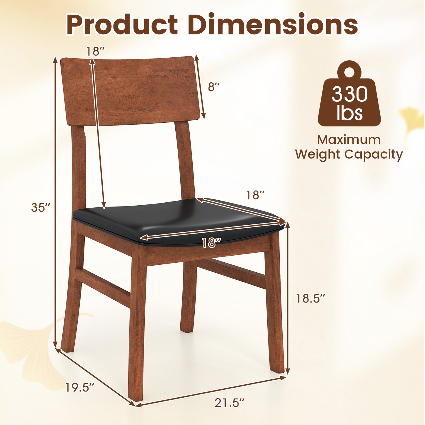 Dining Chairs Set Of 2, Rubber Wood Legs, Faux Leather Seat, Black Dining Chairs at Gallery Canada