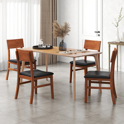 Dining Chairs Set Of 2, Rubber Wood Legs, Faux Leather Seat, Black Dining Chairs at Gallery Canada