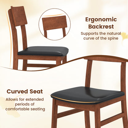 Dining Chairs Set Of 2, Rubber Wood Legs, Faux Leather Seat, Black Dining Chairs at Gallery Canada