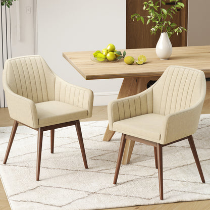 Upholstered Dining Chairs Set of 2, Comfy Padded Backrest and Seat, Beige Dining Chairs at Gallery Canada