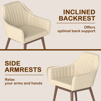 Upholstered Dining Chairs Set of 2, Comfy Padded Backrest and Seat, Beige Dining Chairs at Gallery Canada