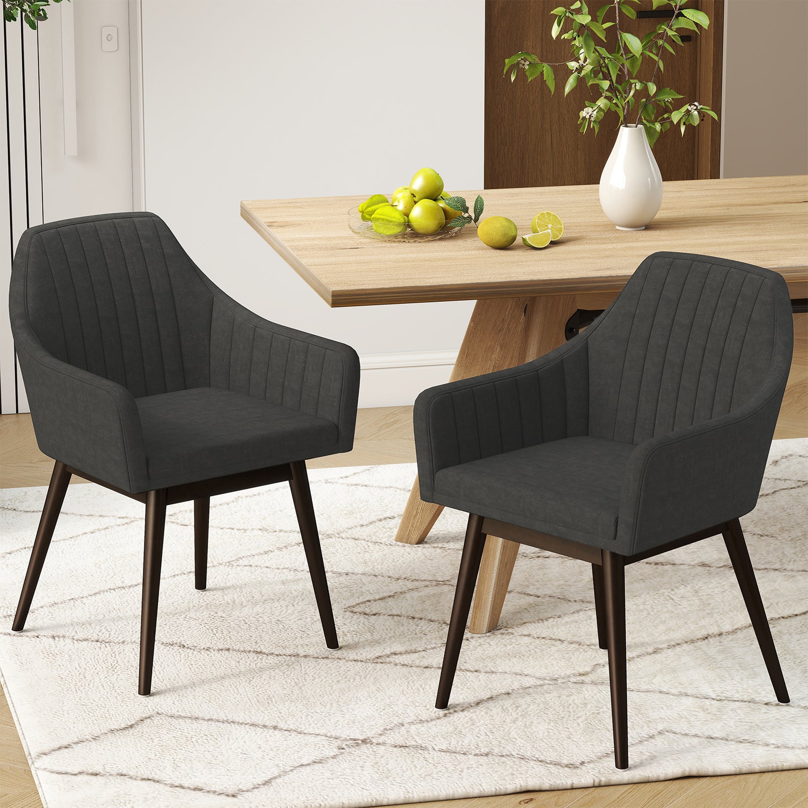 Dining Chairs Set of 2 Upholstered Accent Chairs with Comfy Padded Backrest and Seat, Black Dining Chairs at Gallery Canada