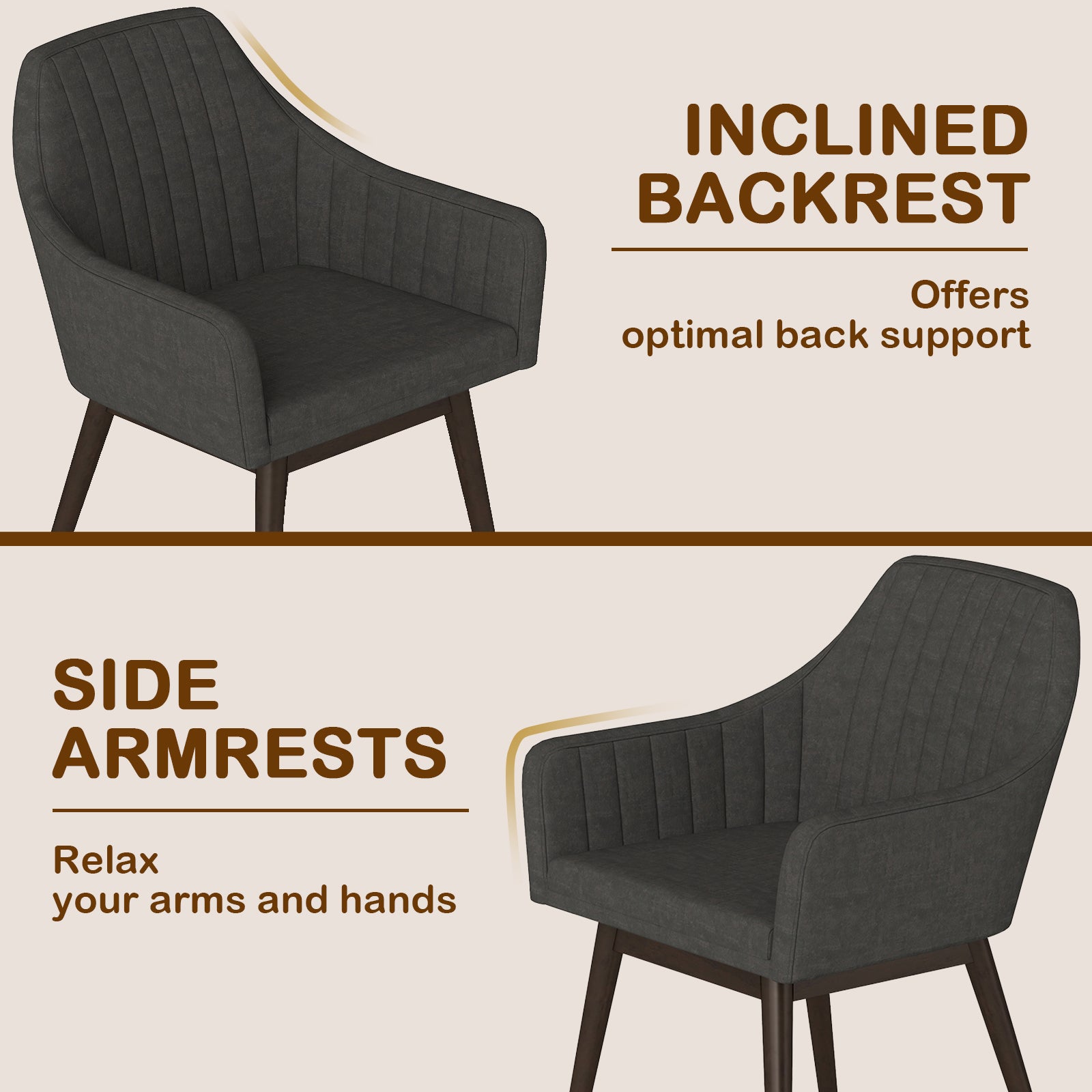 Dining Chairs Set of 2 Upholstered Accent Chairs with Comfy Padded Backrest and Seat, Black Dining Chairs at Gallery Canada