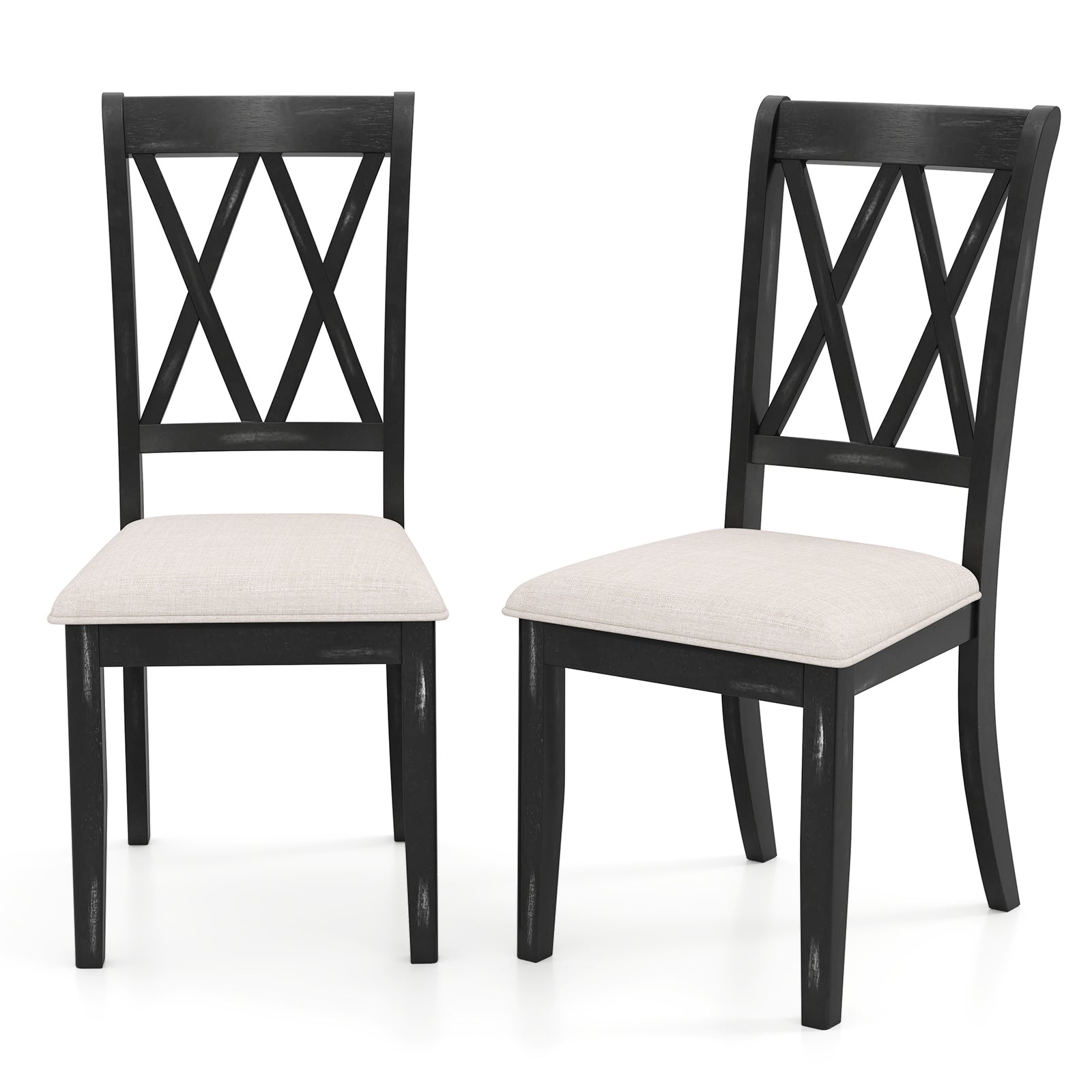 Dining Chairs Set Of 2, Kitchen Side Chairs, Curved Cross Back, Beige Dining Chairs Beige at Gallery Canada