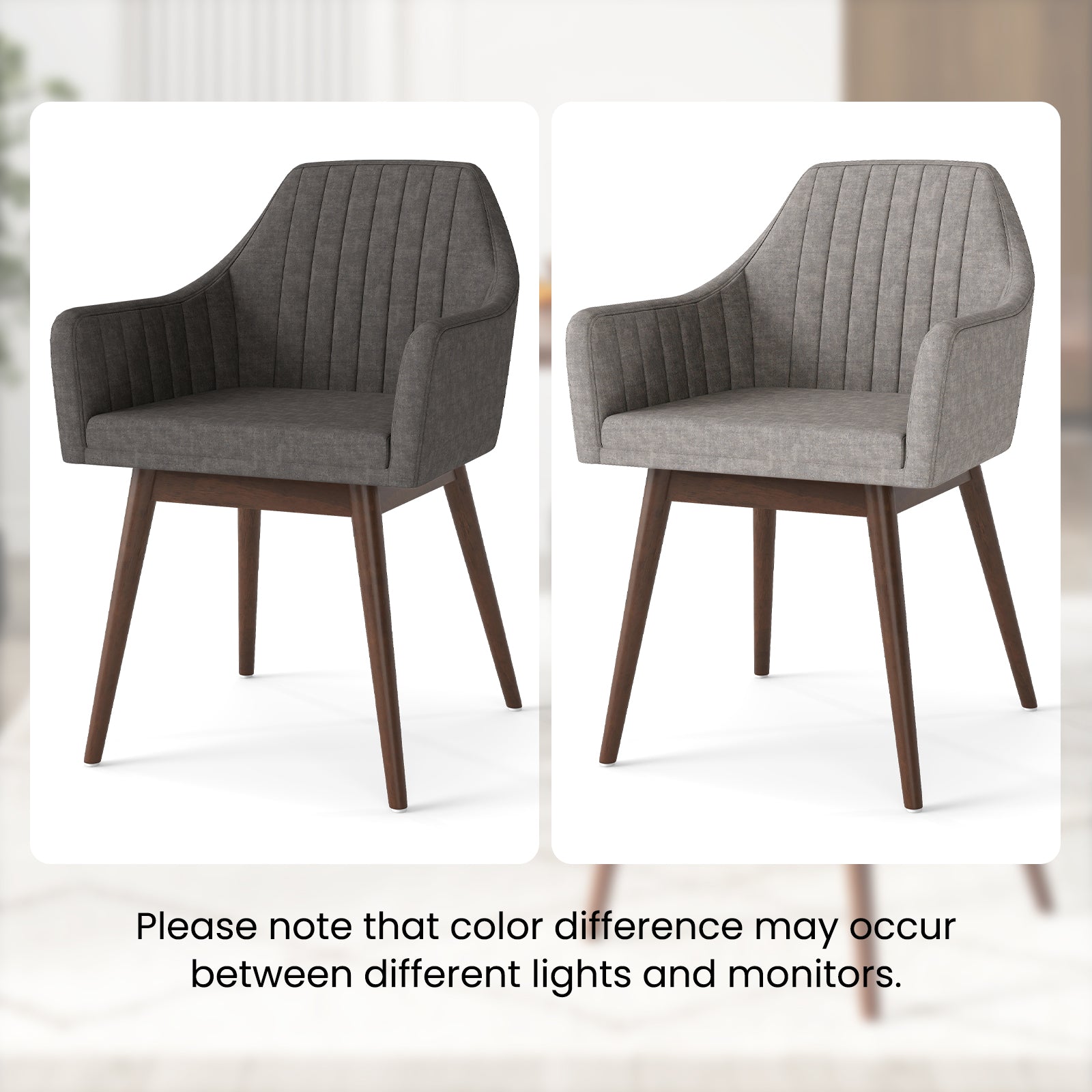 Upholstered Dining Chairs Set of 2, Comfy Padded Backrest and Seat, Gray Dining Chairs at Gallery Canada