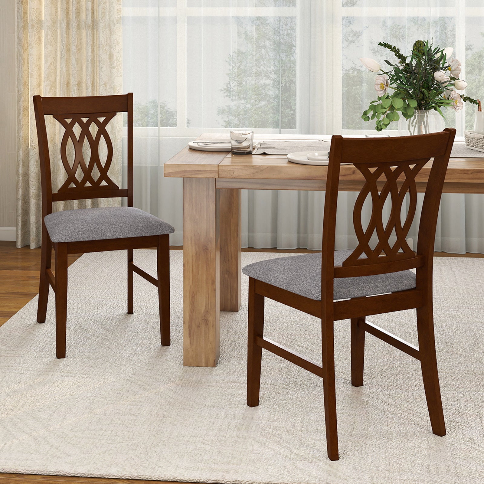 Set of 2 Dining Chairs with Padded Seat, Walnut Dining Chairs at Gallery Canada