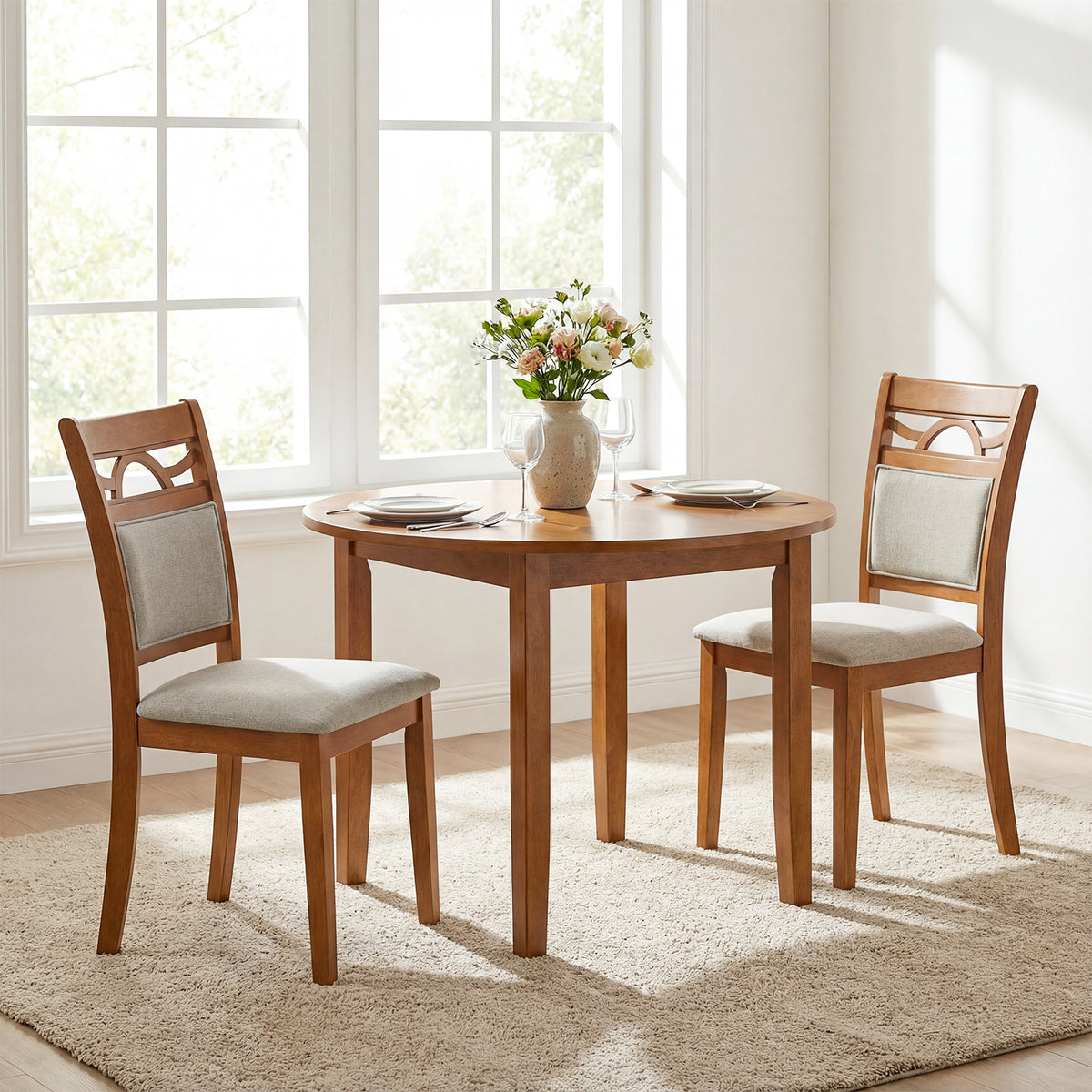 Set of 2 Dining Chairs, Rubber Wood Frame Dining Chairs at Gallery Canada