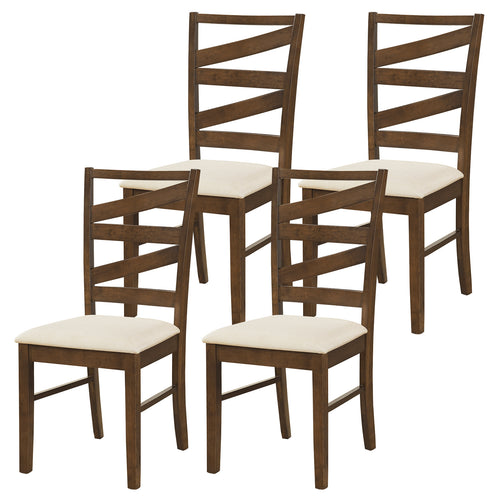 Dining Chairs, Set of 4, Rubber Wood Frames, Brown