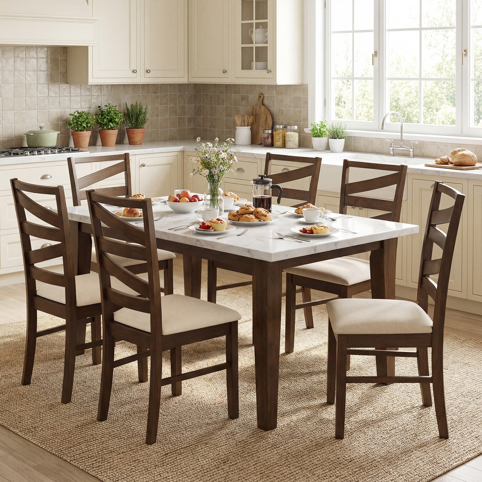 Dining Chairs, Set of 4, Rubber Wood Frames, Brown Dining Chairs at Gallery Canada