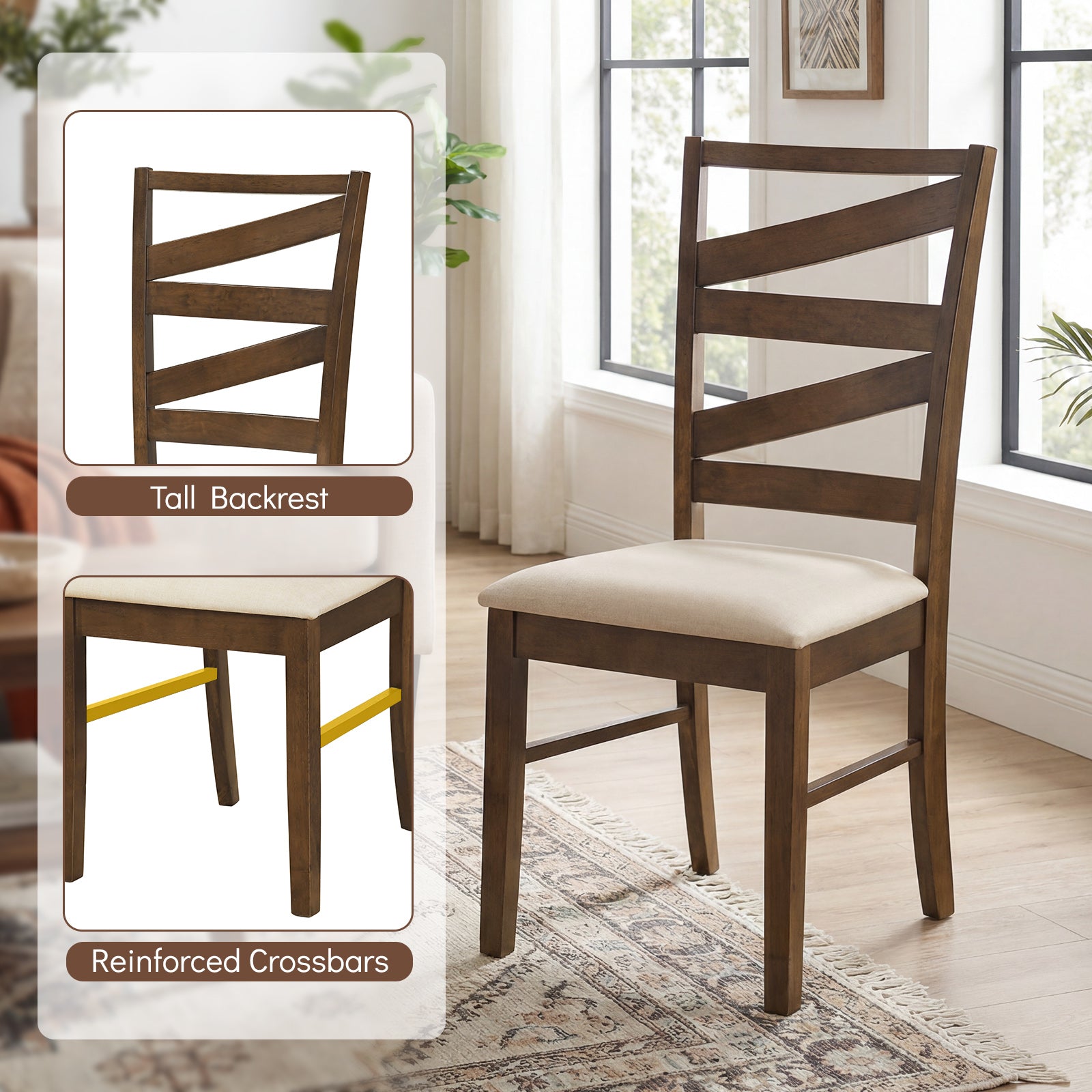 Dining Chairs, Set of 4, Rubber Wood Frames, Brown Dining Chairs at Gallery Canada