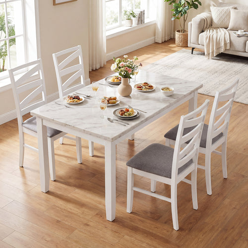 Dining Chairs Set Of 4, Rubber Wood Frames, White