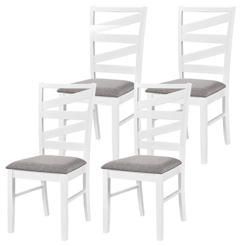 Dining Chairs Set Of 4, Rubber Wood Frames, White