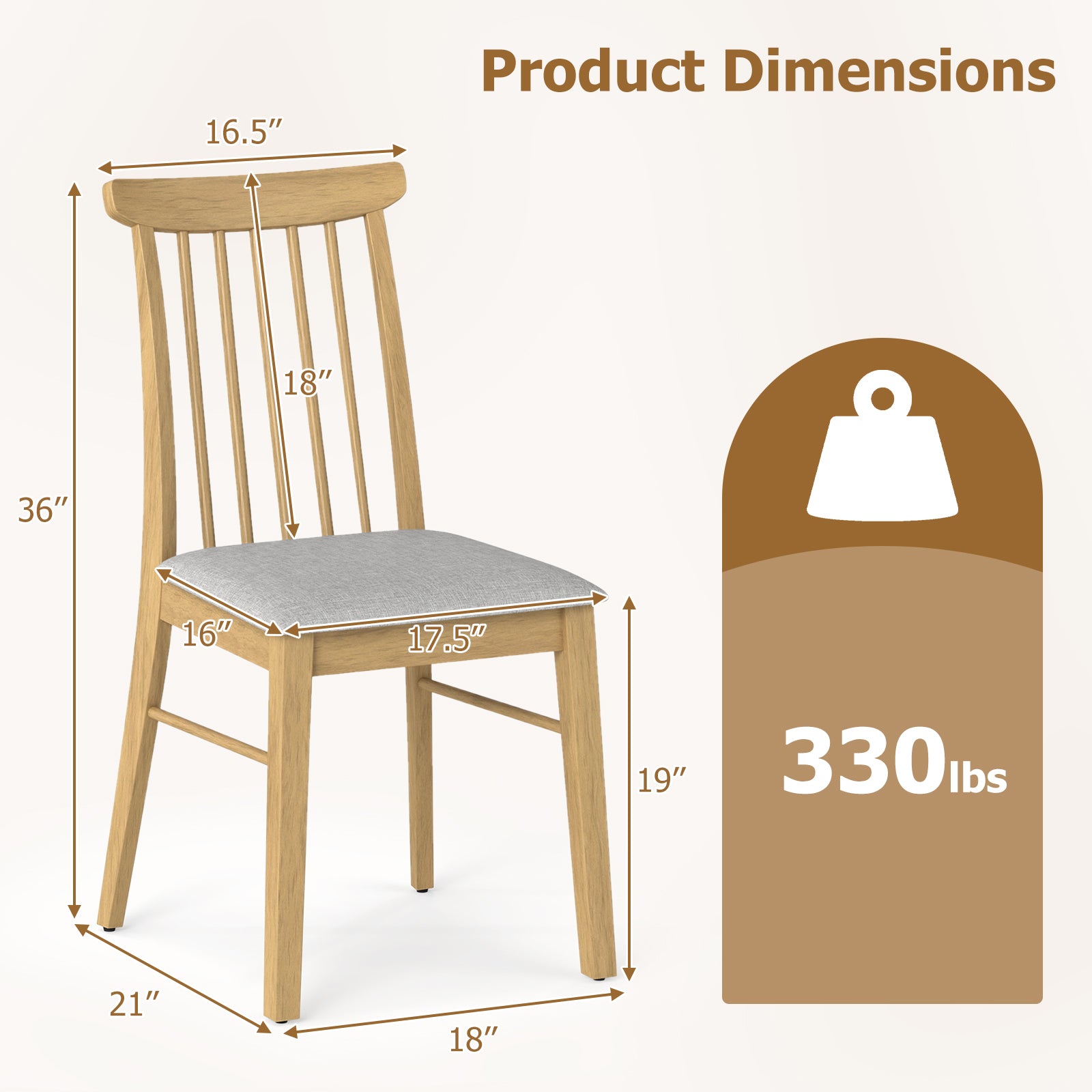 Fabric Upholstered Dining Chairs, Set of 4, Rubber Wood Frame, Natural Dining Chairs at Gallery Canada