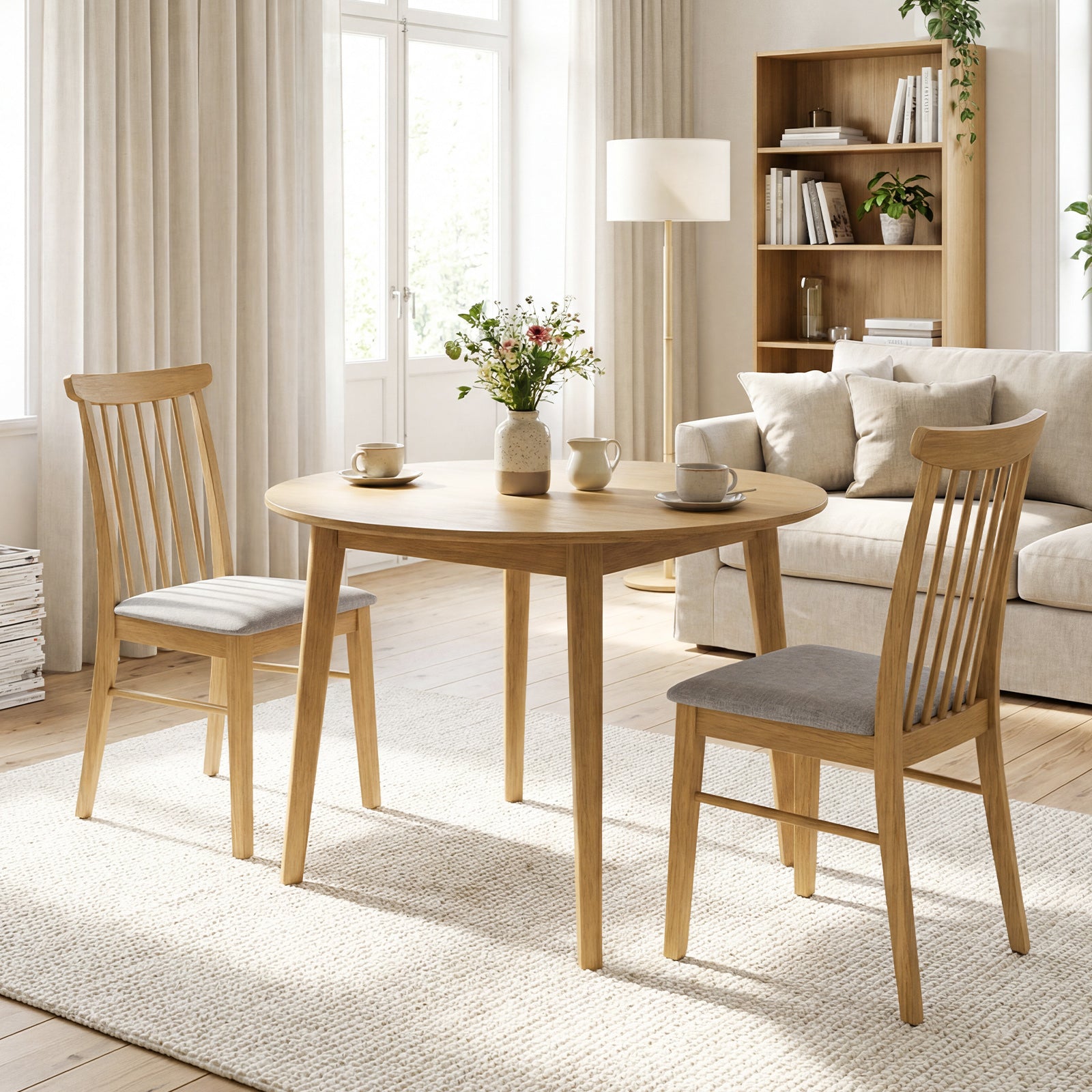 Fabric Upholstered Dining Chairs, Set of 4, Rubber Wood Frame, Natural Dining Chairs at Gallery Canada