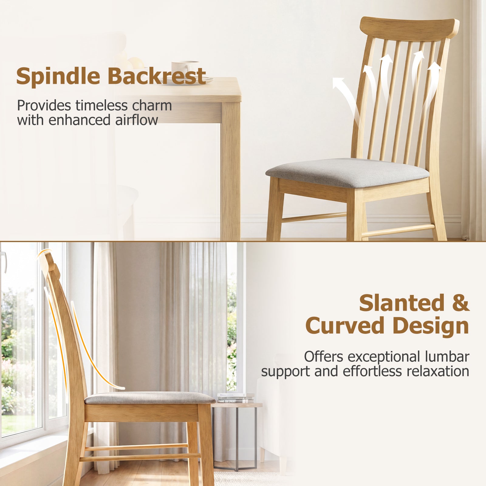 Fabric Upholstered Dining Chairs, Set of 4, Rubber Wood Frame, Natural Dining Chairs at Gallery Canada