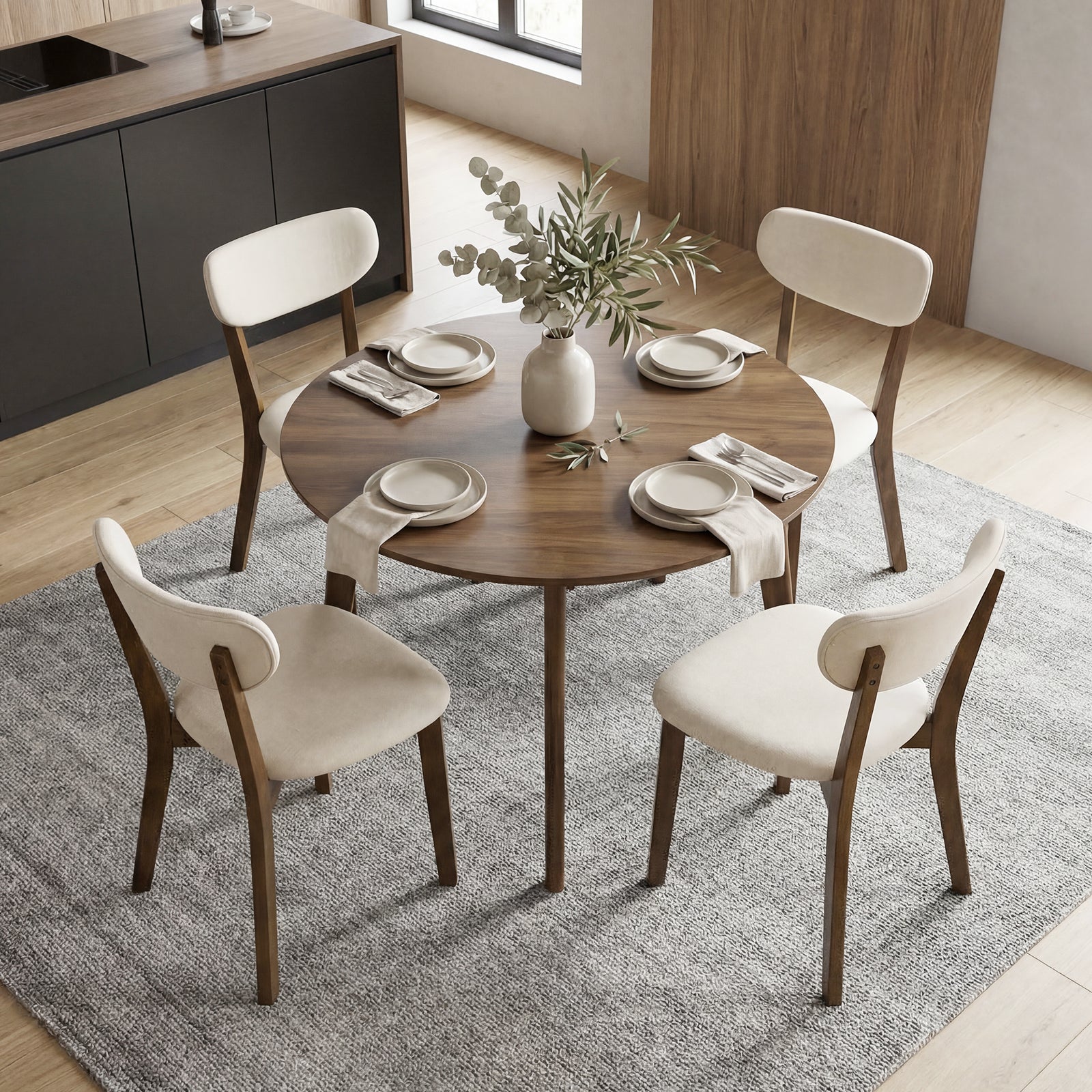 Dining Chairs Set of 4, Solid Rubber Wood Frame, White Dining Chairs at Gallery Canada