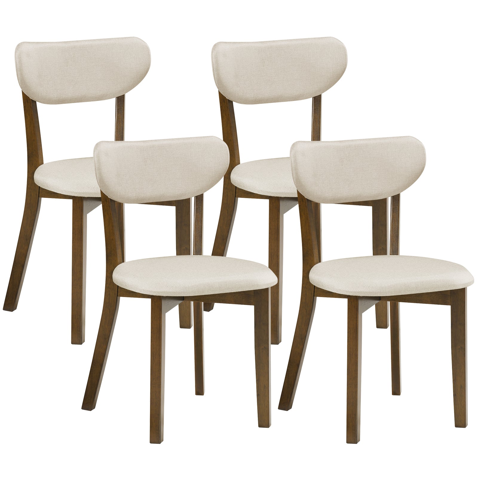 Dining Chairs Set of 4, Solid Rubber Wood Frame, White Dining Chairs at Gallery Canada