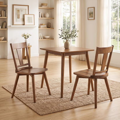 Dining Chairs Set of 2, Solid Wood Backrest, Walnut