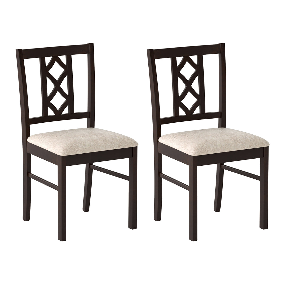 2-Piece Rubber Wood Dining Chairs, Hollowed Backrest, Walnut Dining Chairs at Gallery Canada