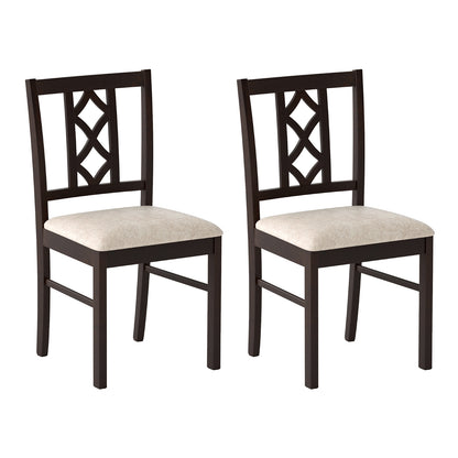 2-Piece Rubber Wood Dining Chairs, Hollowed Backrest, Walnut Dining Chairs at Gallery Canada