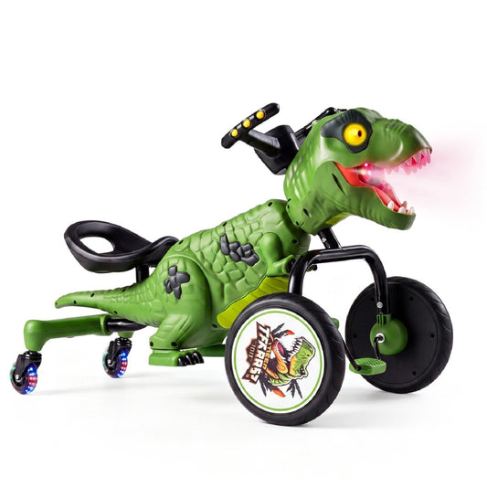 Dinosaur Drift Tricycle with Lights and Spray, Green Push & Pedal Ride On Toys Green at Gallery Canada