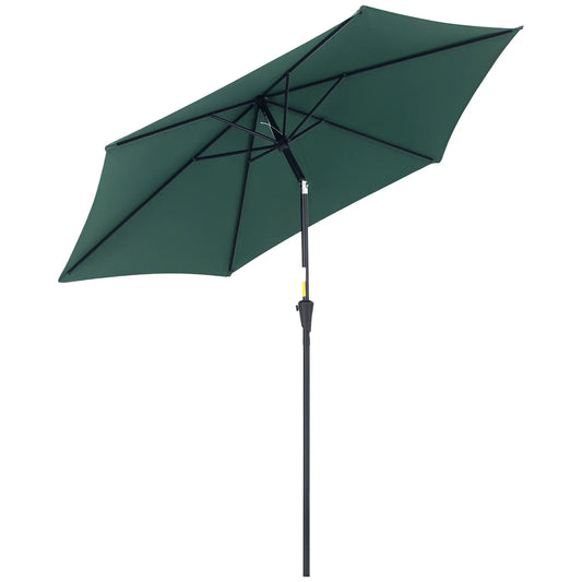8.5FT Round Garden Parasol, 6 Ribs, Tilt Canopy, Crank Handle, Green Sun Umbrellas Dark Green at Gallery Canada