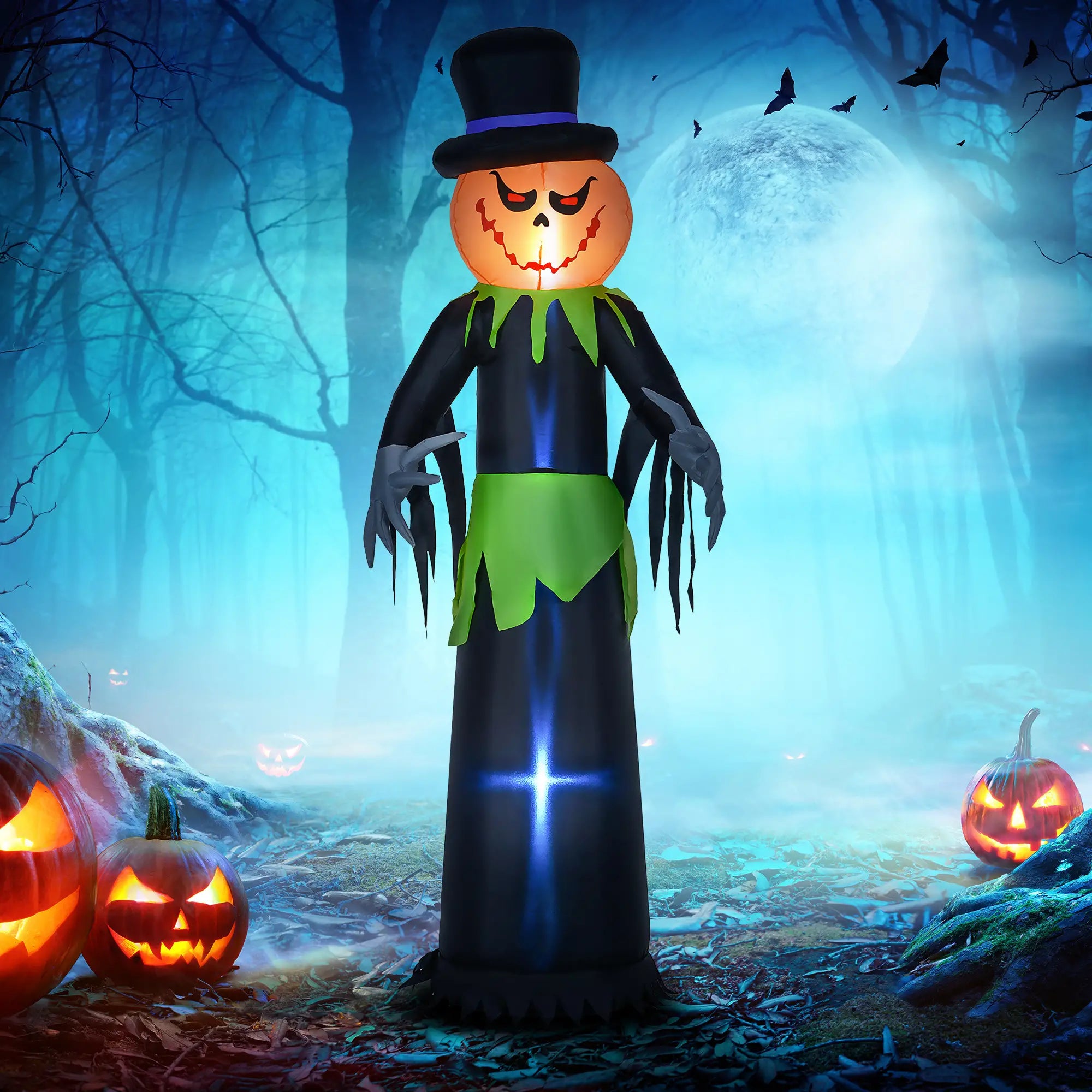 8ft Inflatable Pumpkin Head Ghost, Hat, LED Lights, Yard Decoration Halloween Decorations at Gallery Canada