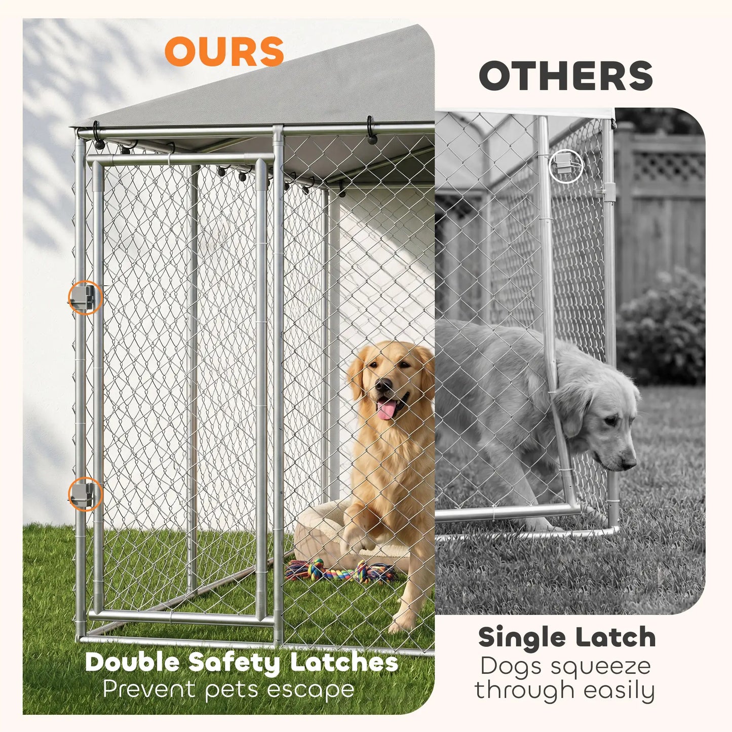 13.1' X 13.1' X 6.6' Outdoor Dog Kennel, Galvanized Steel, Silver Dog Kennels at Gallery Canada