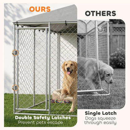 13.1' X 13.1' X 6.6' Outdoor Dog Kennel, Galvanized Steel, Silver Dog Kennels at Gallery Canada