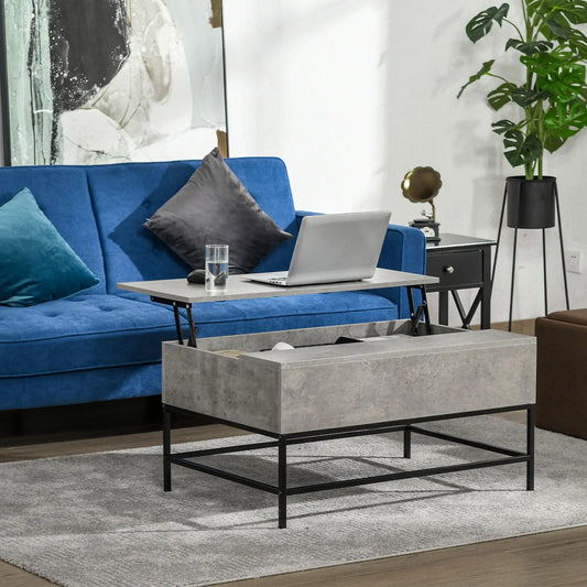Lift Top Coffee Table, Hidden Storage, Living Room, Grey Coffee Tables Cement Grey at Gallery Canada