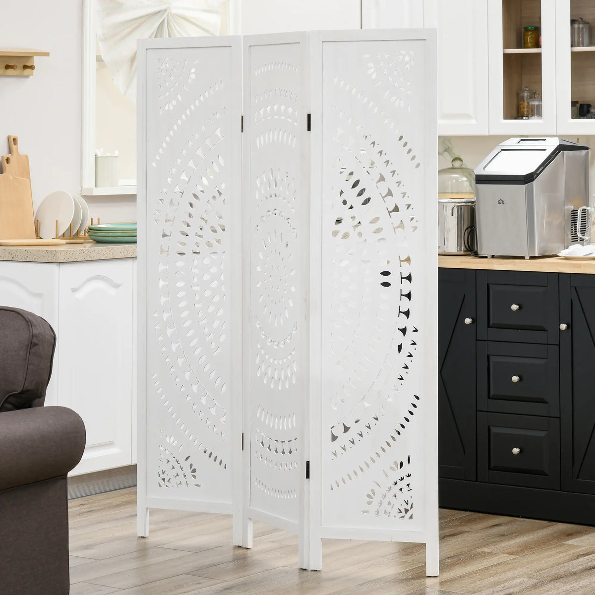 3 Panel Room Divider, 5.6 Ft Tall, Portable Folding Privacy Screen, White Room Dividers at Gallery Canada