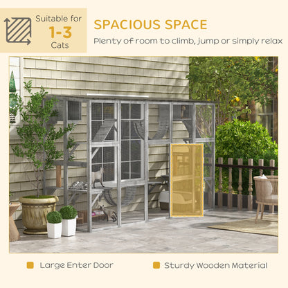 Large Outdoor Catio, Condos, Platforms, Doors, Ladders, Weather-Resistant Roof, Grey Outdoor Cat Enclosures at Gallery Canada