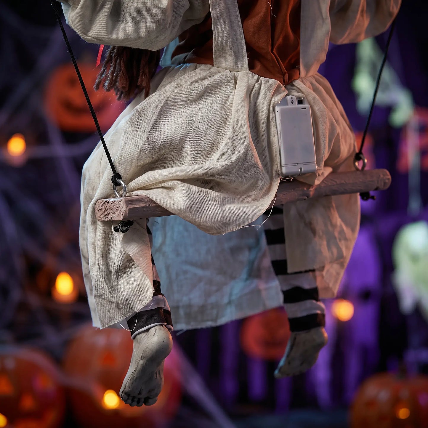 Halloween Animated Creepy Girl Swing, Light-Up Eyes, Sound